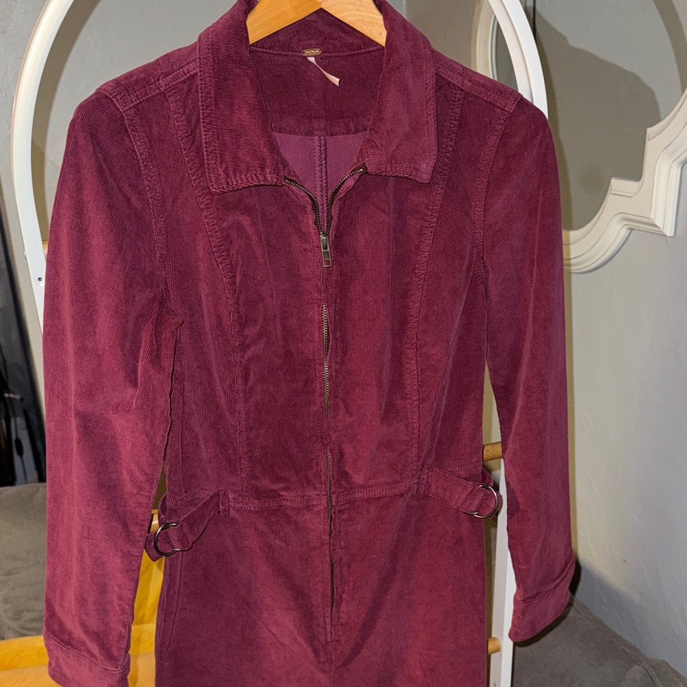 Free People Maroon Corduroy Overalls